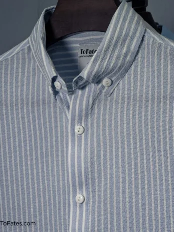 Full Sleeve Striped Shirt | Ocean Blue & White